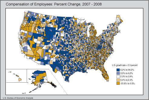 Map of US county compensation