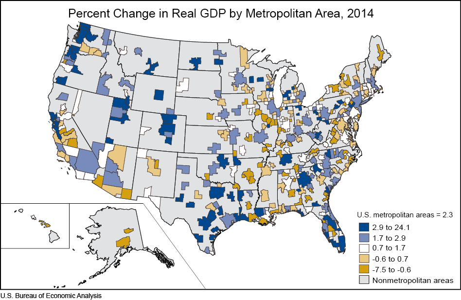 Percent Change in Real GDP by Metropolitan Area