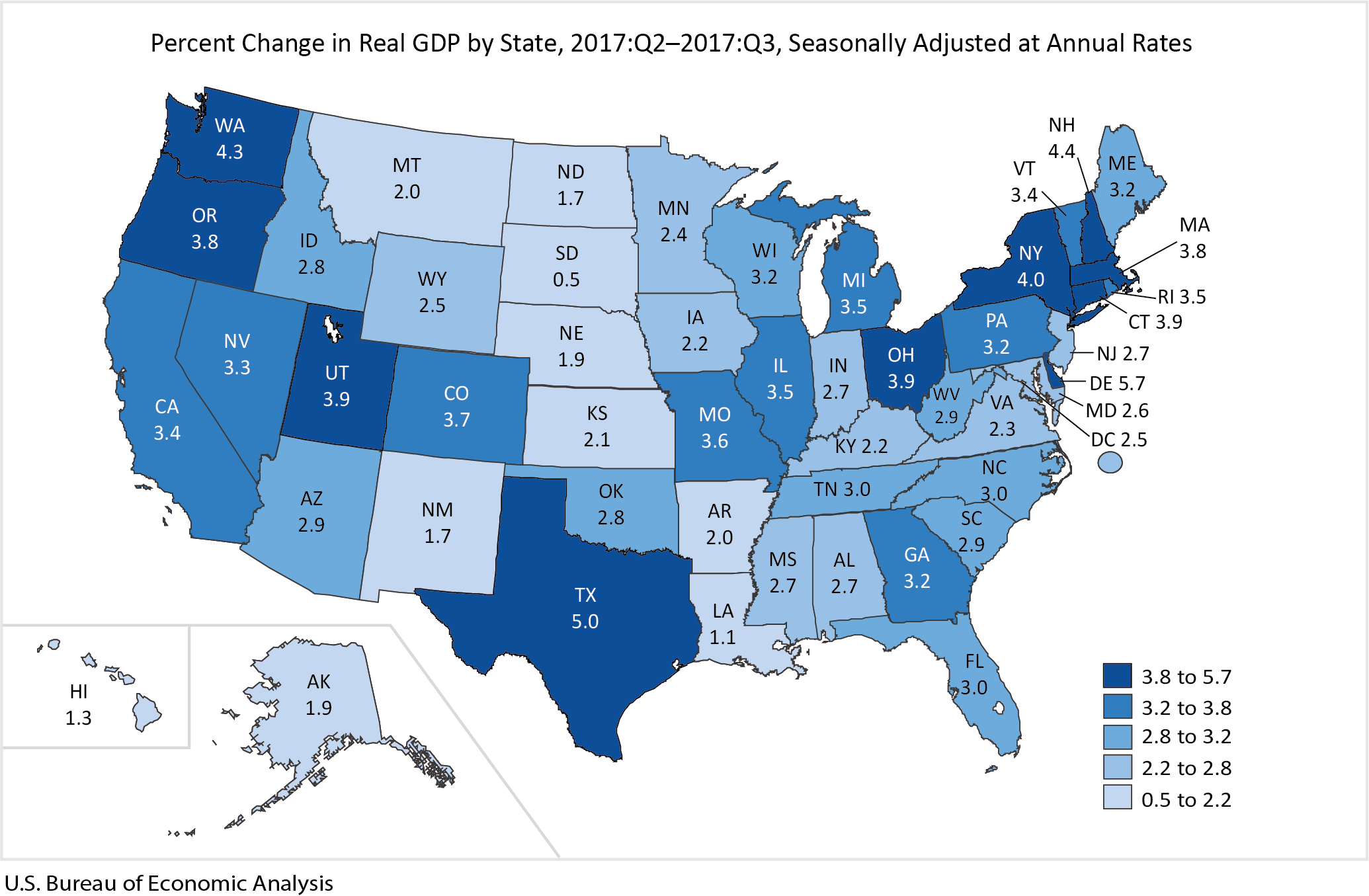 Gross Domestic Product By State 3rd Quarter 2017 U S Bureau Of Economic Analysis BEA 